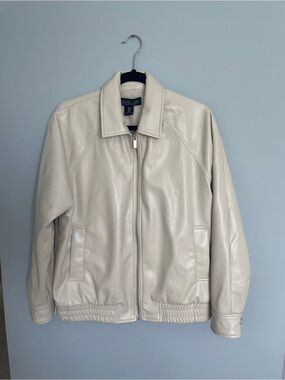 Rachel Zoe women’s cream Faux Leather Bomber Jacket Medium